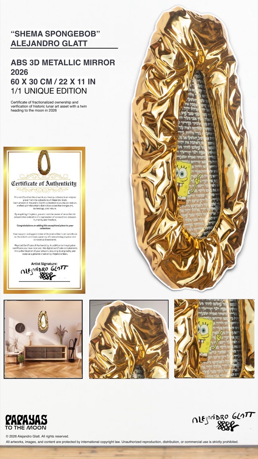 Shema Spongebob - ABS 3D Metallic Mirror, 2026, 60x30cm