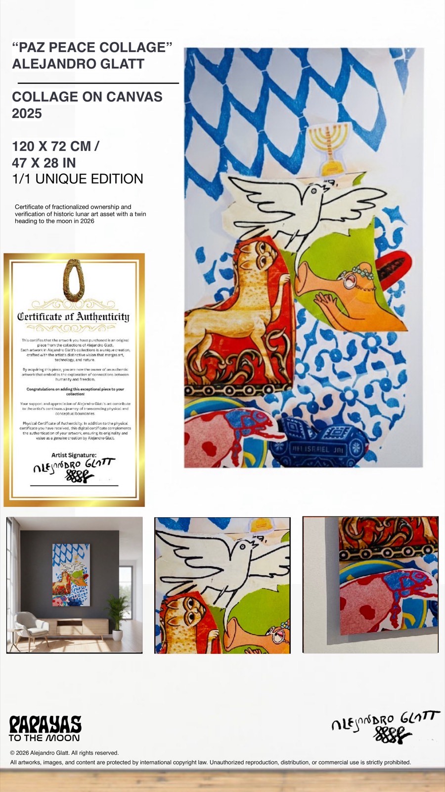 Paz Peace Collage - Collage on Canvas, 2025, 120x72cm