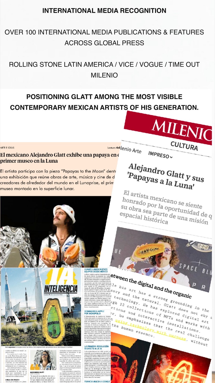 International Media Recognition - Rolling Stone, VICE, Vogue, Time Out, Milenio